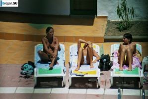 Girls sunbathe topless near the pool. Part 2. Thumb 38