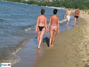 tanned girlfriends on a rocky shore. Thumb 15