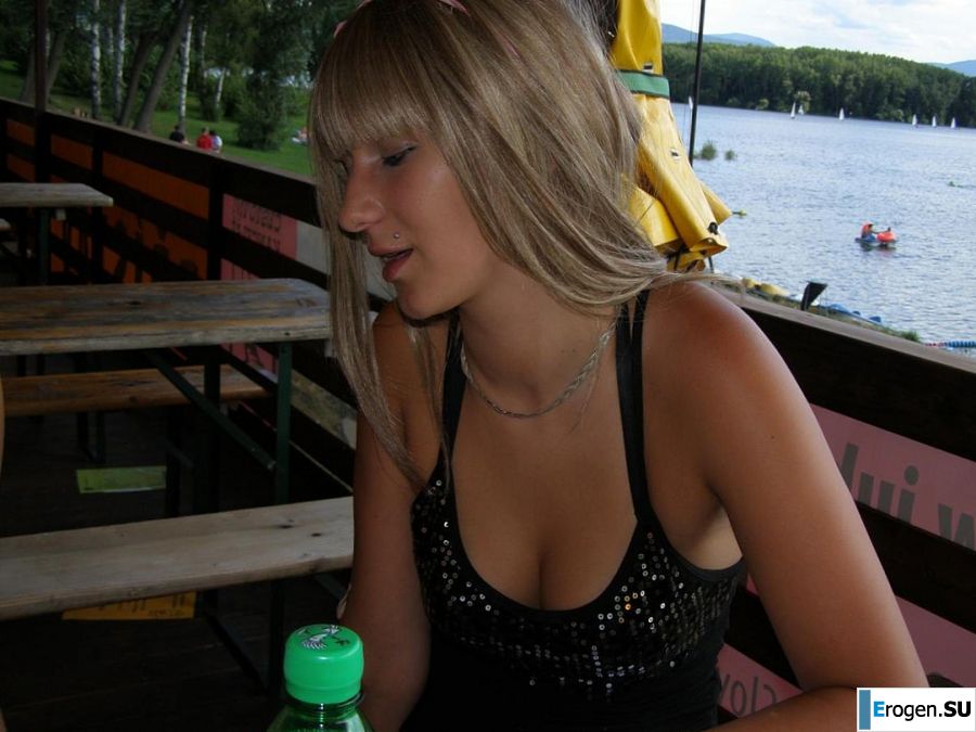 two girlfriends without bras by the river. Photo 29