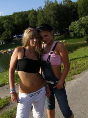 two girlfriends without bras by the river. Part 2. Thumb 46