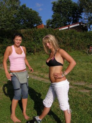 two girlfriends without bras by the river. Part 2. Thumb 48