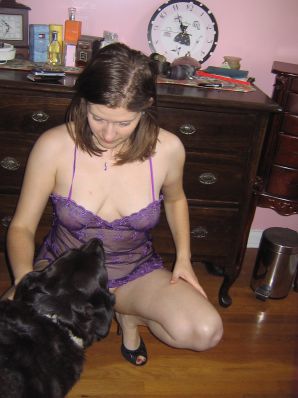 A mature woman posing in a transparent dress in front of a man. Thumb 29