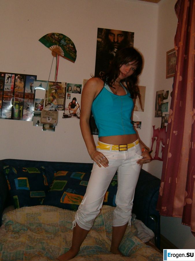 A pretty student is almost undressed on camera. Photo 14