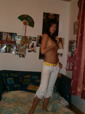 A pretty student is almost undressed on camera. Thumb 20