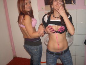 Mischievous minx touch each other's boobs. Thumb 11