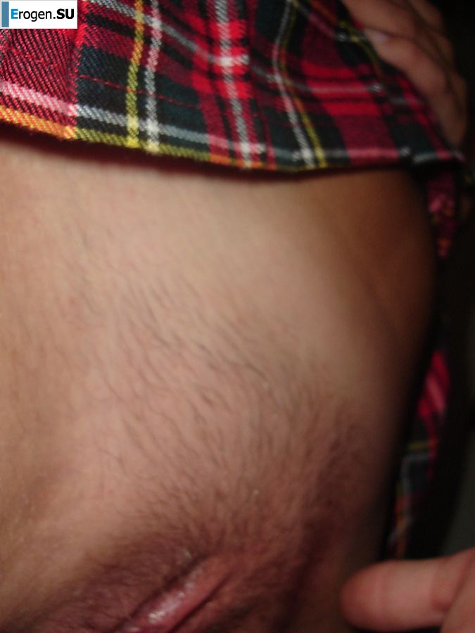 The red-haired girl in the skirt ends from touching the pussy. Photo 26