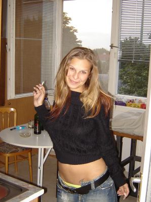 A young student showed panties and a small breast. Thumb 9