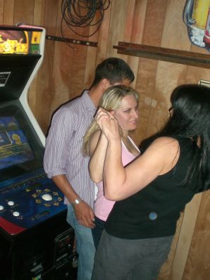 A blonde in pink panties drank and spread her legs in a billiard club. Thumb 32