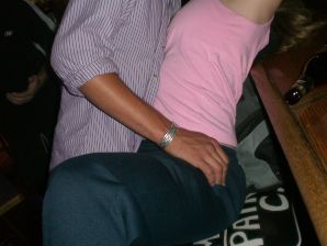 A blonde in pink panties drank and spread her legs in a billiard club. Thumb 37