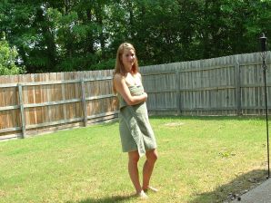 A blonde with a beautiful figure poses naked on the lawn. Part 3. Thumb 15