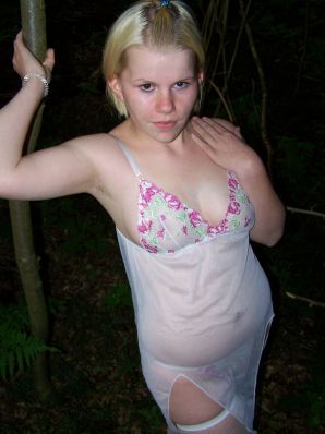 Appetizing magnificent blonde spread her legs right on the grass. Part 2. Thumb 19