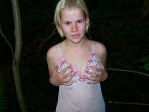 Appetizing magnificent blonde spread her legs right on the grass. Part 2. Thumb 22