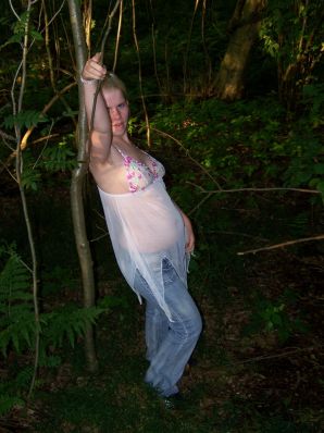 Appetizing magnificent blonde spread her legs right on the grass. Part 2. Thumb 5