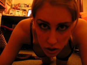 A sexy girl lights up at a party in fishnet stockings. Thumb 12